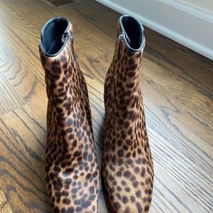 Aquatalia Dalia Haircalf Spotted Leopard Print Ankle Boots
